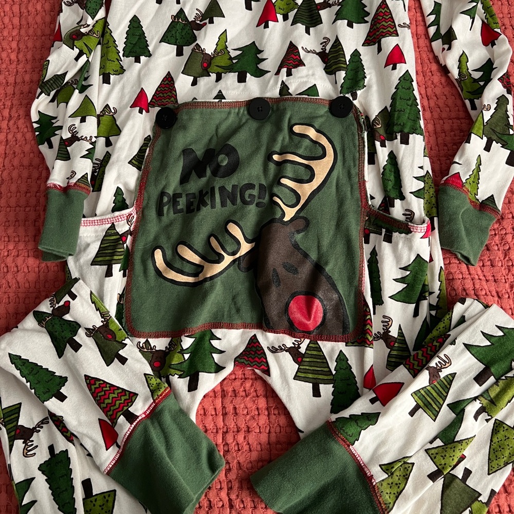 LazyOne FlapJack Christmas Pajamas “No Peeking” Adult M
